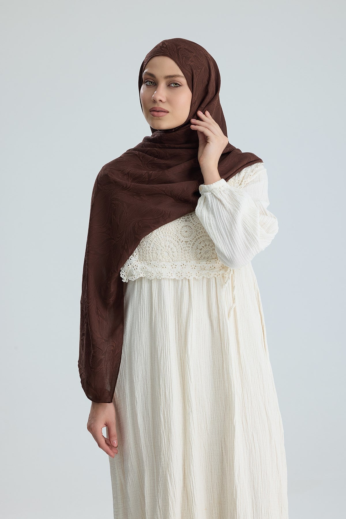 Lace of Leaves Collection- Mocha Glaze / Floş Pamuk Şal