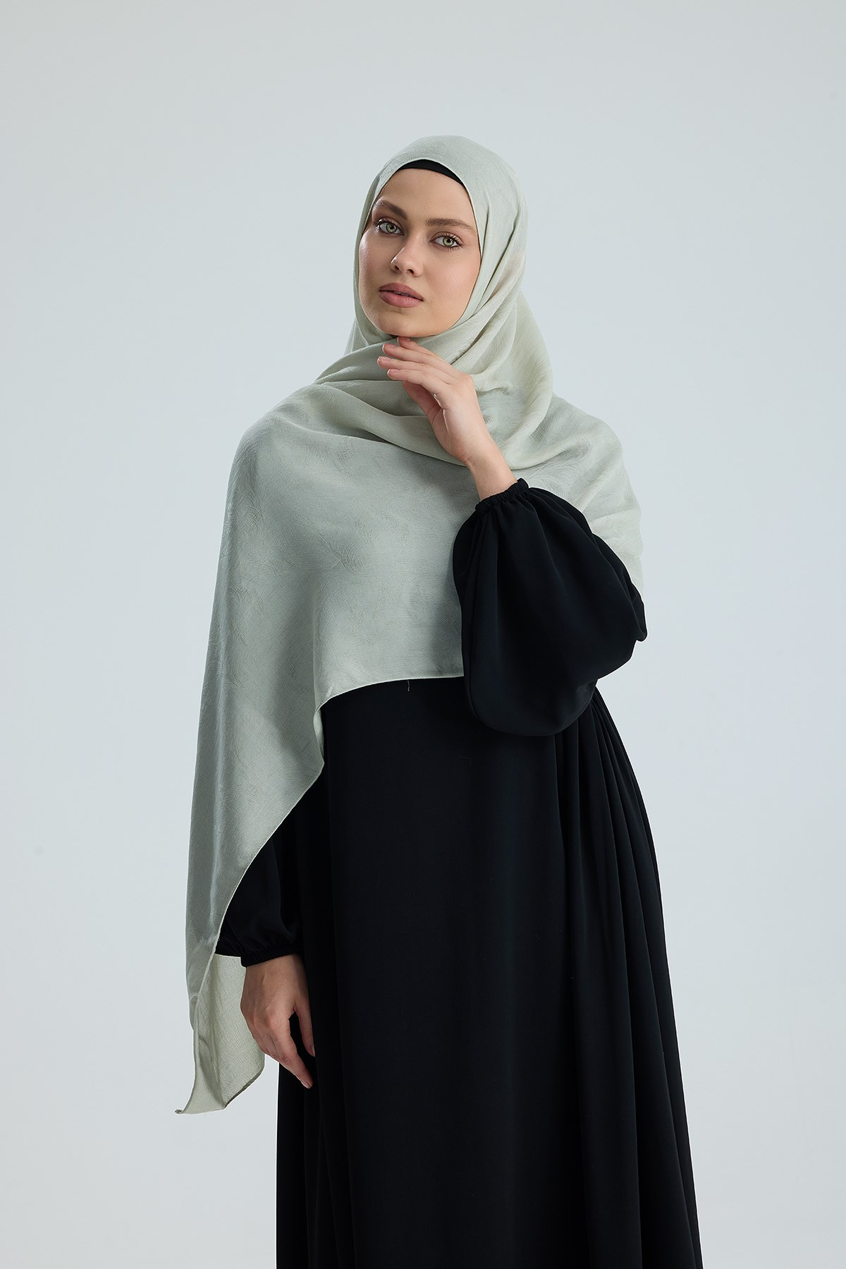 Lace of Leaves Collection- Muted Mint / Floş Pamuk Şal
