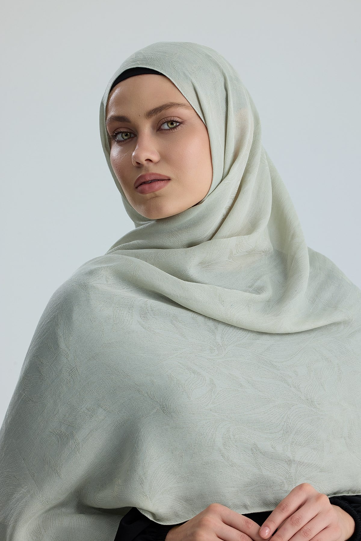 Lace of Leaves Collection- Muted Mint / Floş Pamuk Şal