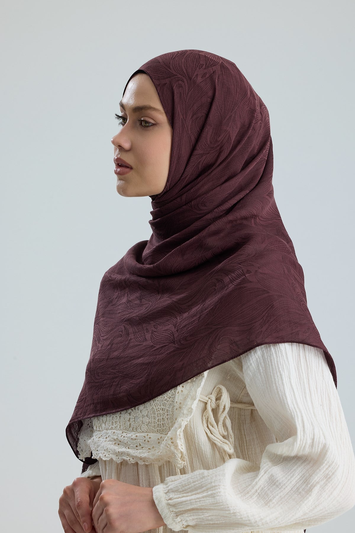 Lace of Leaves Collection- Stone Rose / Floş Pamuk Şal