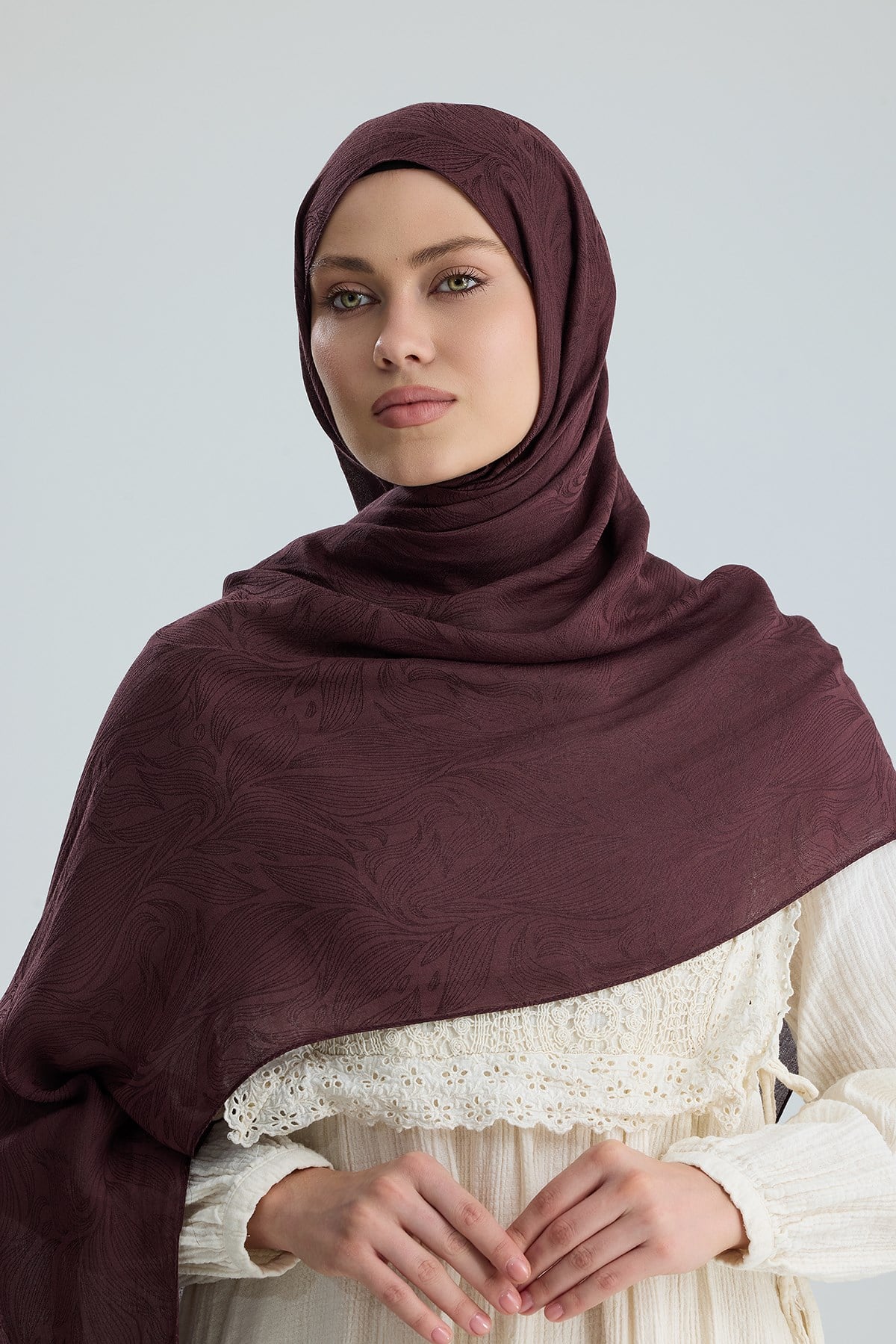 Lace of Leaves Collection- Stone Rose / Floş Pamuk Şal