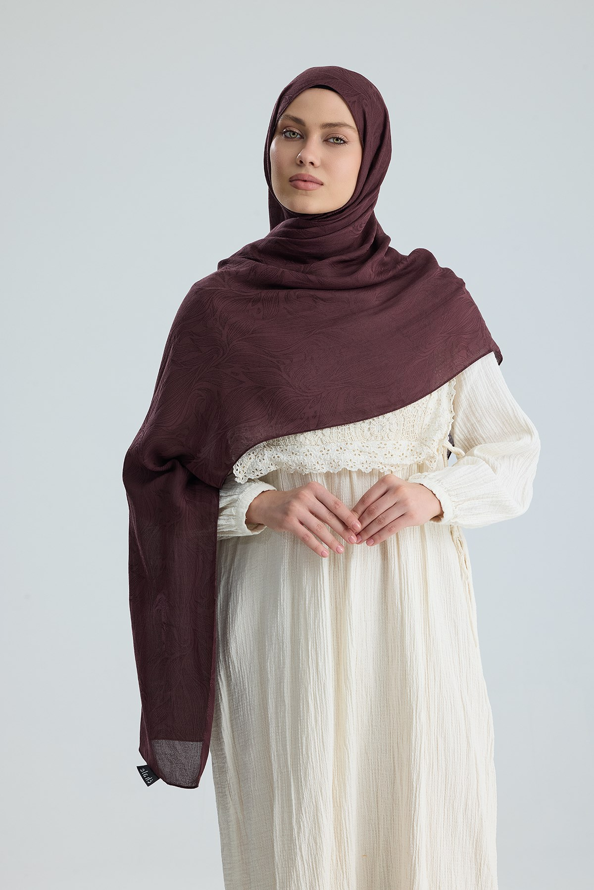 Lace of Leaves Collection- Stone Rose / Floş Pamuk Şal
