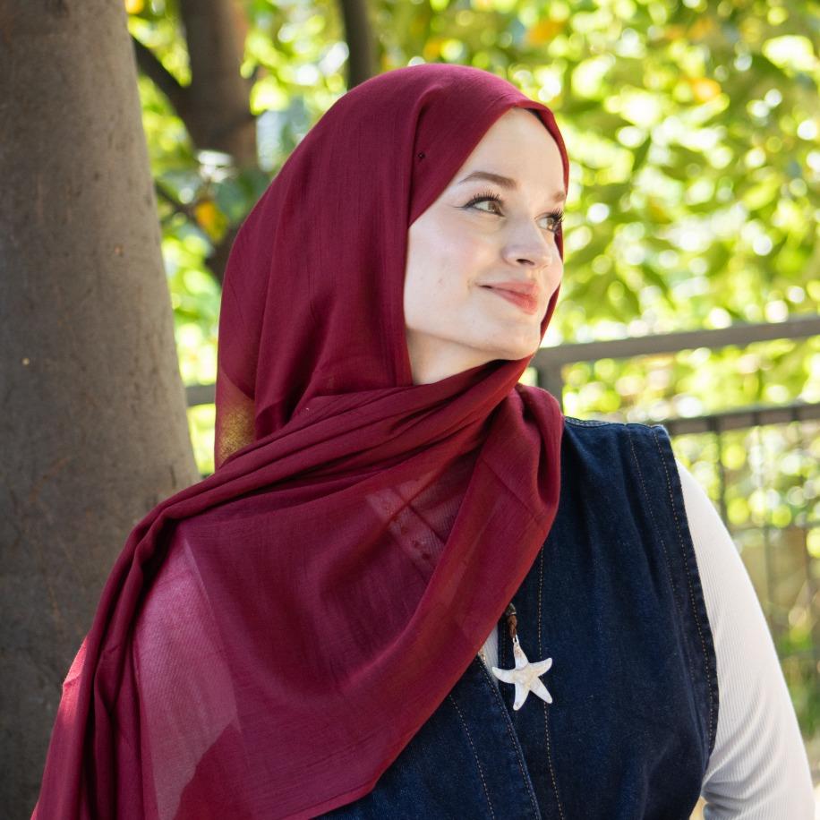 Pure Pamuk Serisi - Bordo - %100 Pamuk Şal