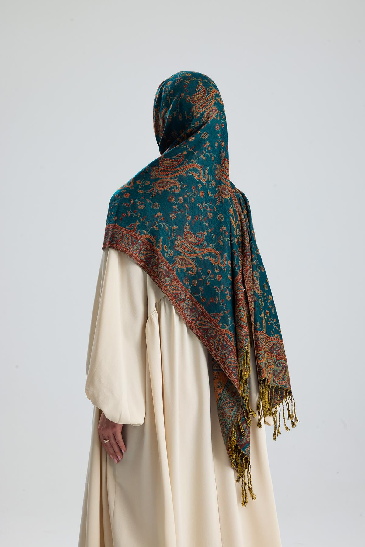 Royale Passage Serisi - Imperial Turquoise - Cashmere Collection / Dokuma Kaşmir Şal