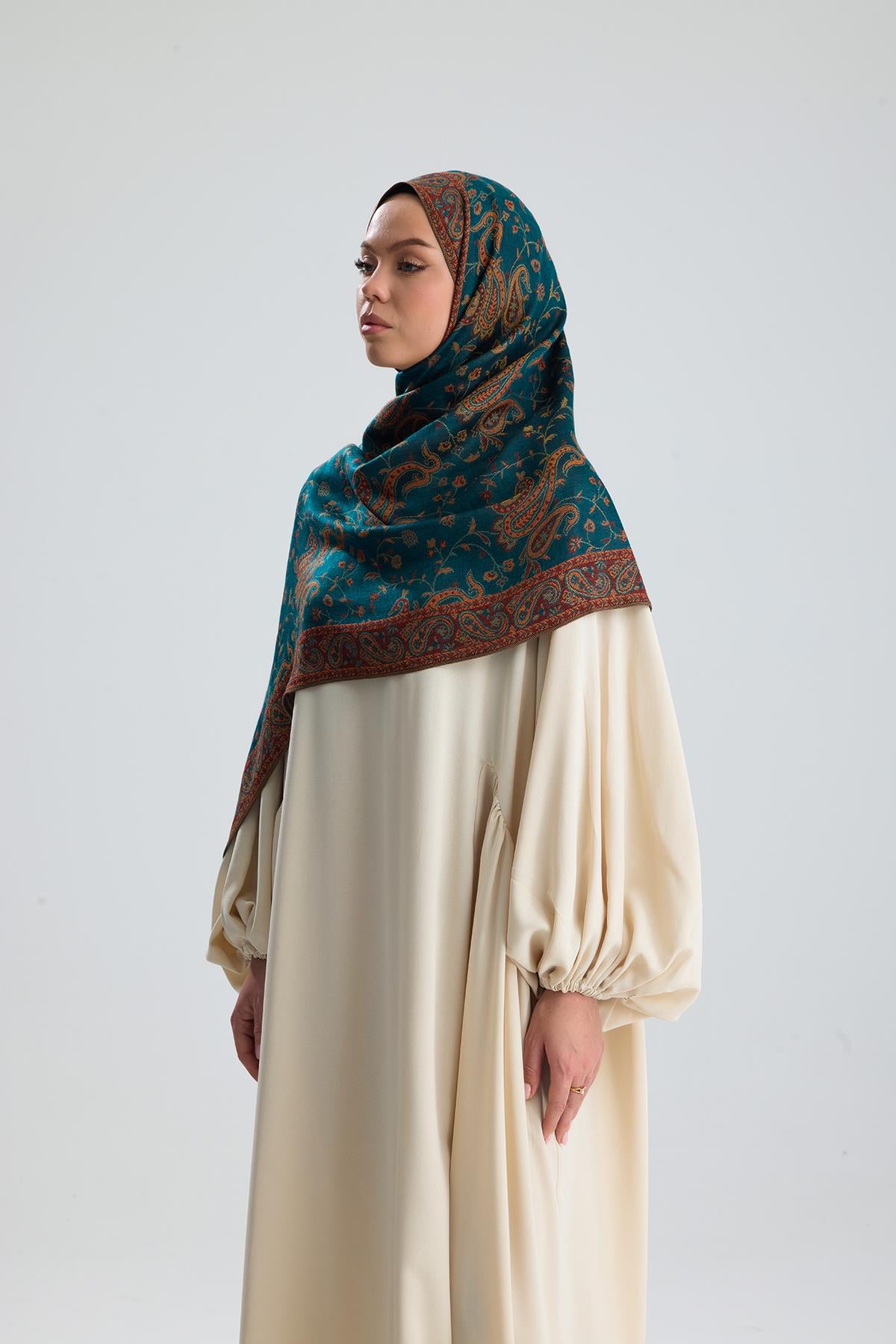 Royale Passage Serisi - Imperial Turquoise - Cashmere Collection / Dokuma Kaşmir Şal