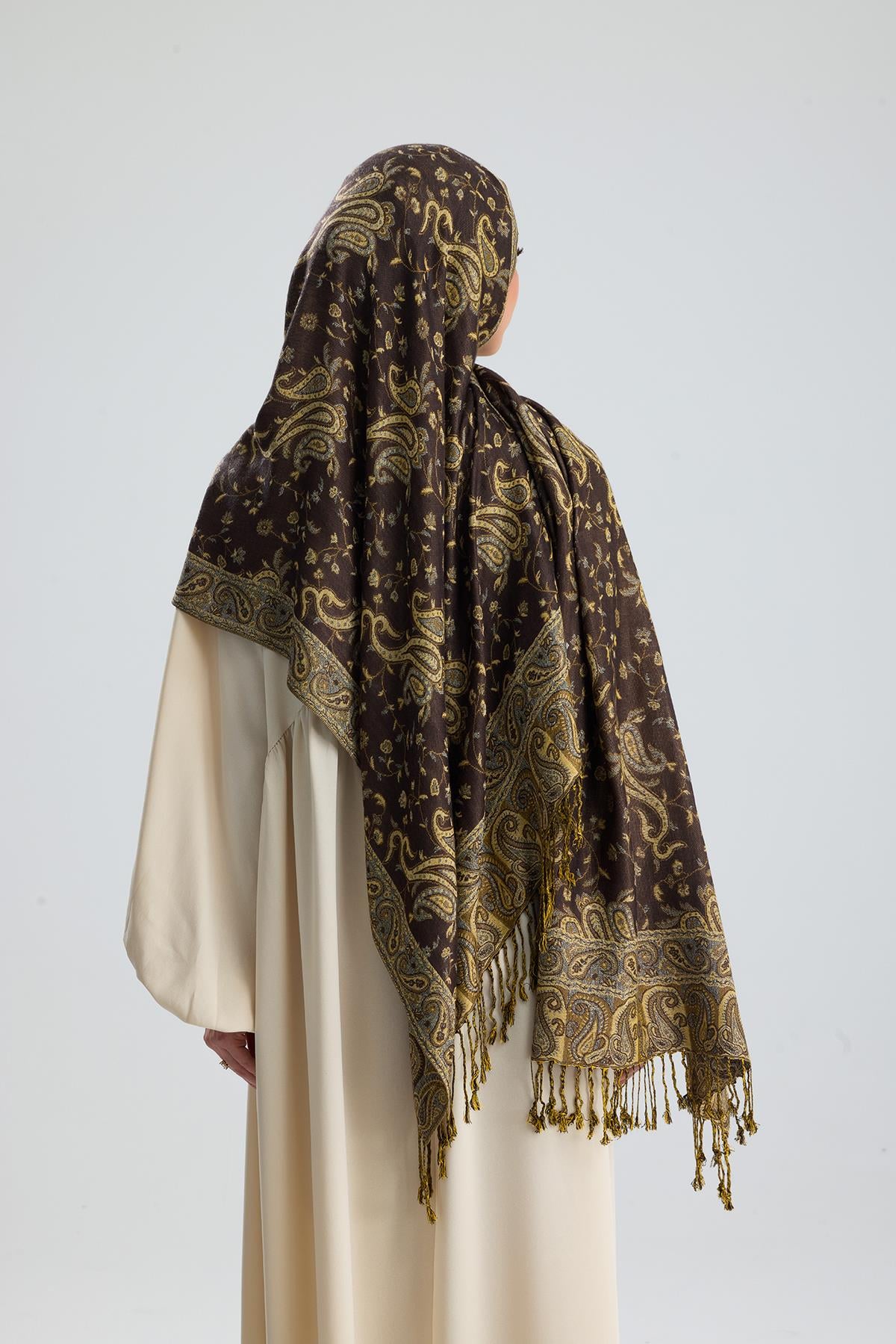 Royale Passage Serisi - Turkish Coffee - Cashmere Collection / Dokuma Kaşmir Şal