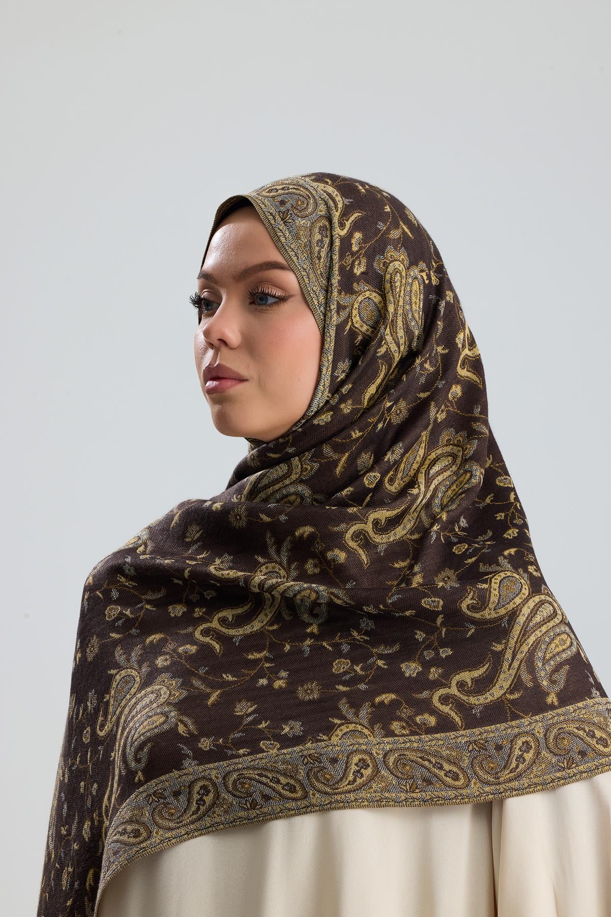 Royale Passage Serisi - Turkish Coffee - Cashmere Collection / Dokuma Kaşmir Şal