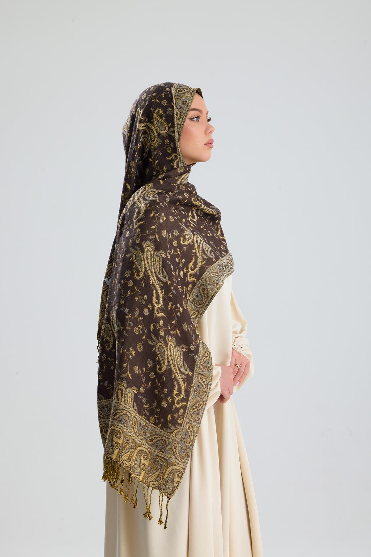 Royale Passage Serisi - Turkish Coffee - Cashmere Collection / Dokuma Kaşmir Şal