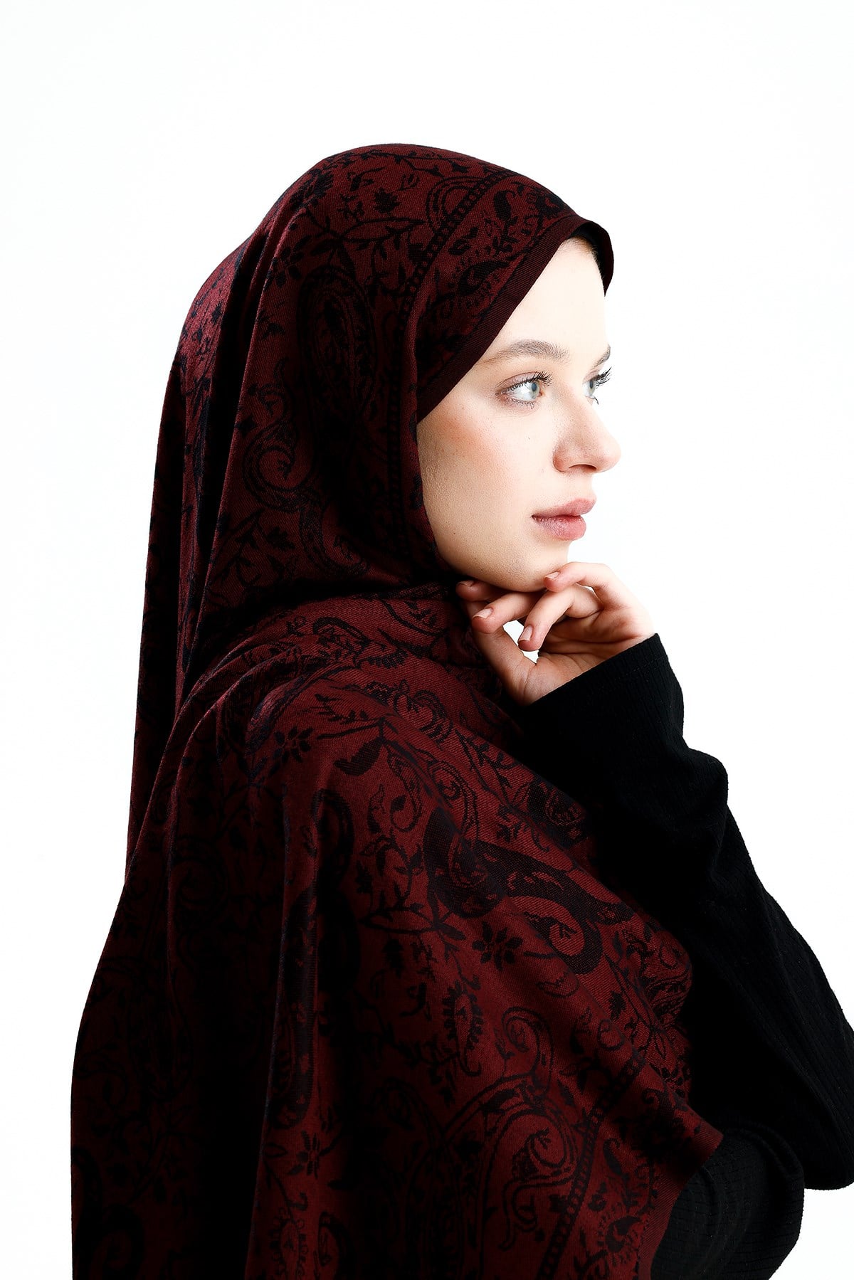 Shine Serisi - Burgundy / Dokuma Pashmina Şal