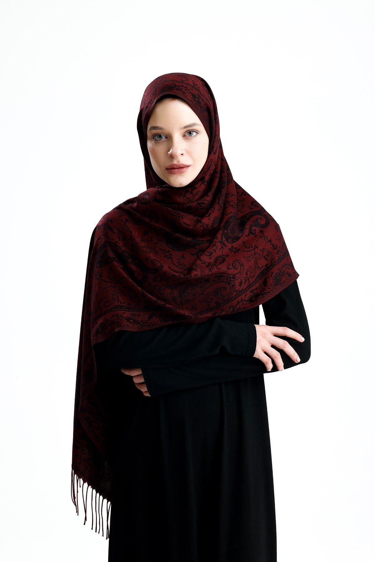 Shine Serisi - Burgundy / Dokuma Pashmina Şal