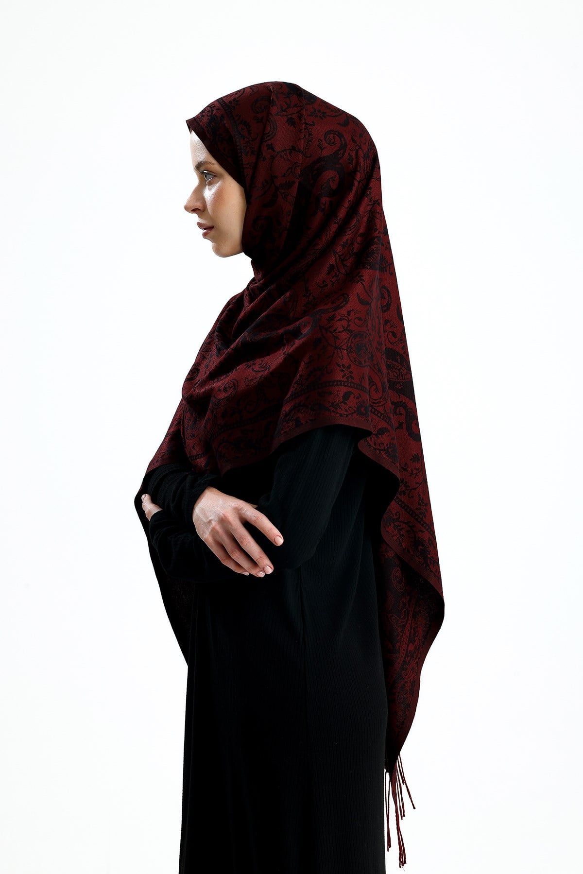 Shine Serisi - Burgundy / Dokuma Pashmina Şal