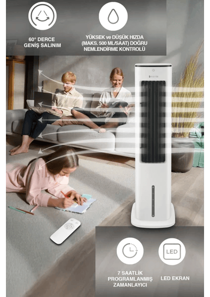 Dijitsu Portatif Hava Soğutucu Salınımlı Uzaktan Kumandalı 55 Watt Vn35