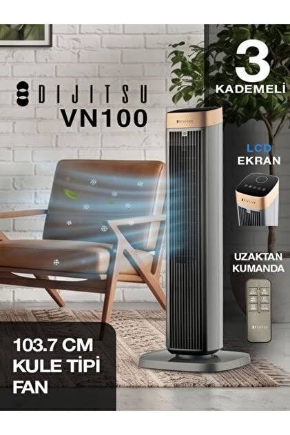 DIJITSU VN100 Kule Tipi Vantilatör 45W Uzaktan Kumandalı LED Ekranlı