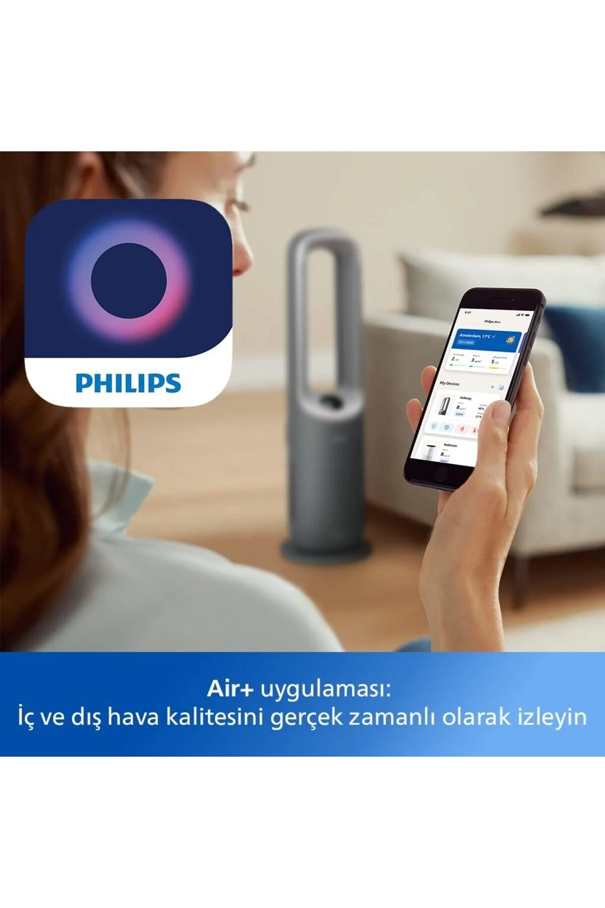 Series Air Performer 8000 Serisi 3'ü 1 Arada Hava Temizleyici, Fan ve Isıtıcı- AMF870/15, HEPA