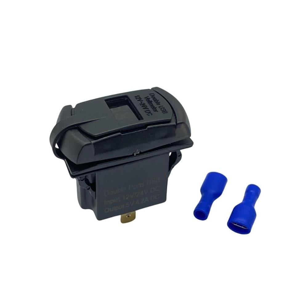 12V 24V DC USB 4.2A Şarj Port Voltmetreli Dikdörtgen