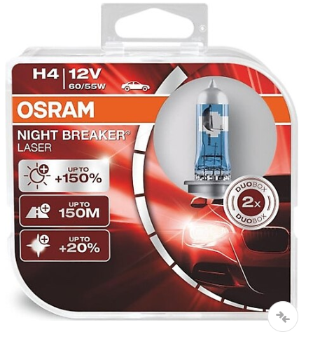 12V 60/55W H4 %150 FAZLA %20 BEYAZ IŞIK NL İKİLİ