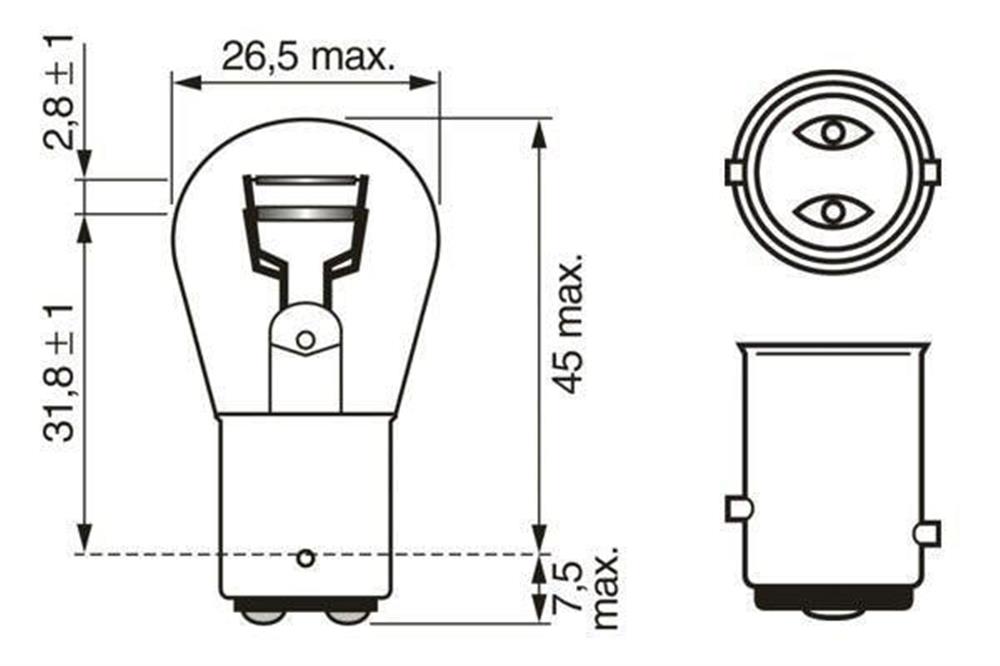 1987302926 AMPUL ECO 12V 1016 STOP ÇİFT DUY ŞAŞI TIRNAK P215W BAY15d