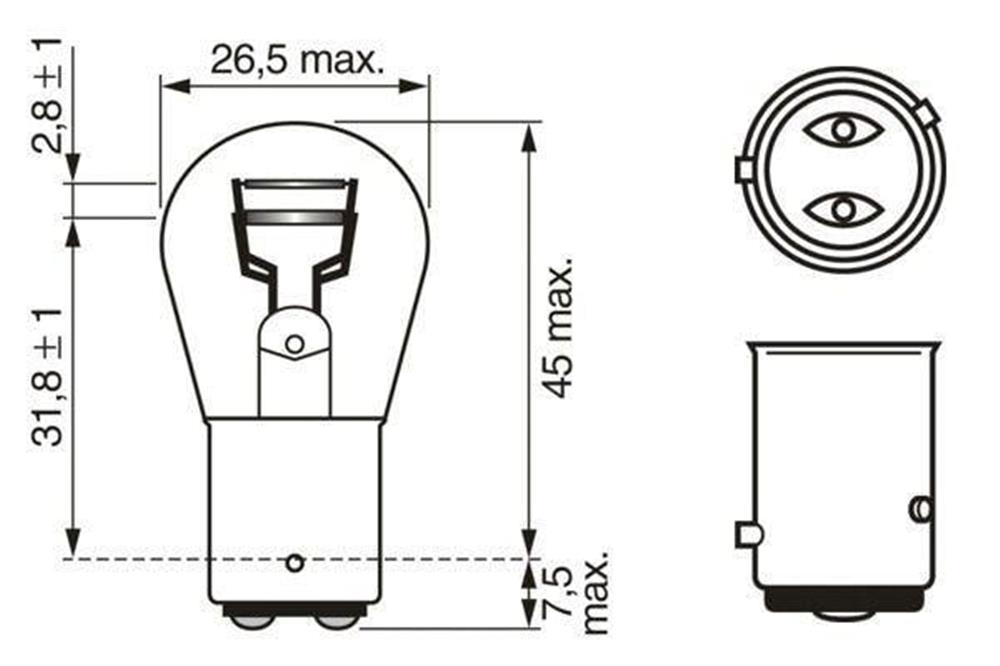 1987302936 AMPUL ECO 12V 1016 STOP ÇİFT DUY ŞAŞI TIRNAK P214W BAZ15d
