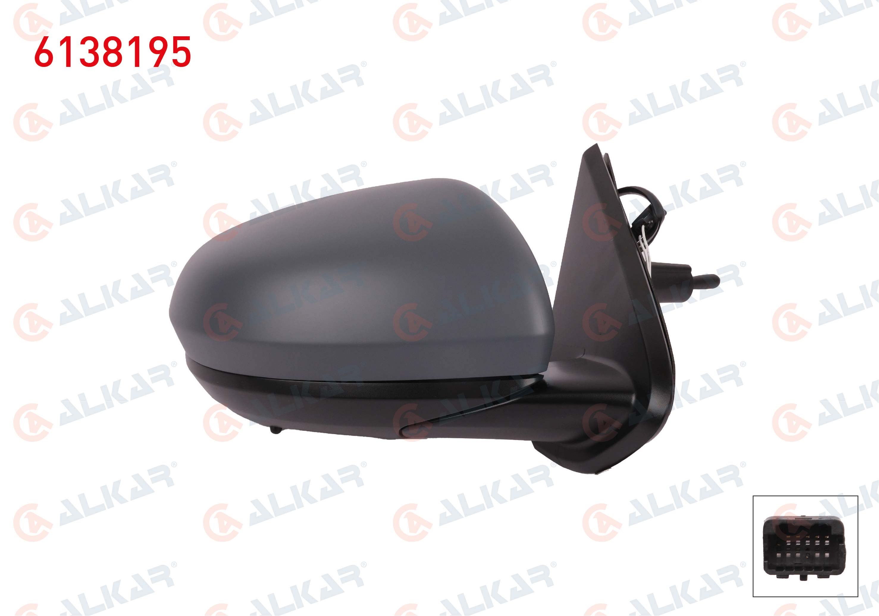 ALKAR 6138195 | Dış Dikiz Aynası Sağ Mekanik Astarlı Sensörlü 2 Pin Dacia Duster 2017 -