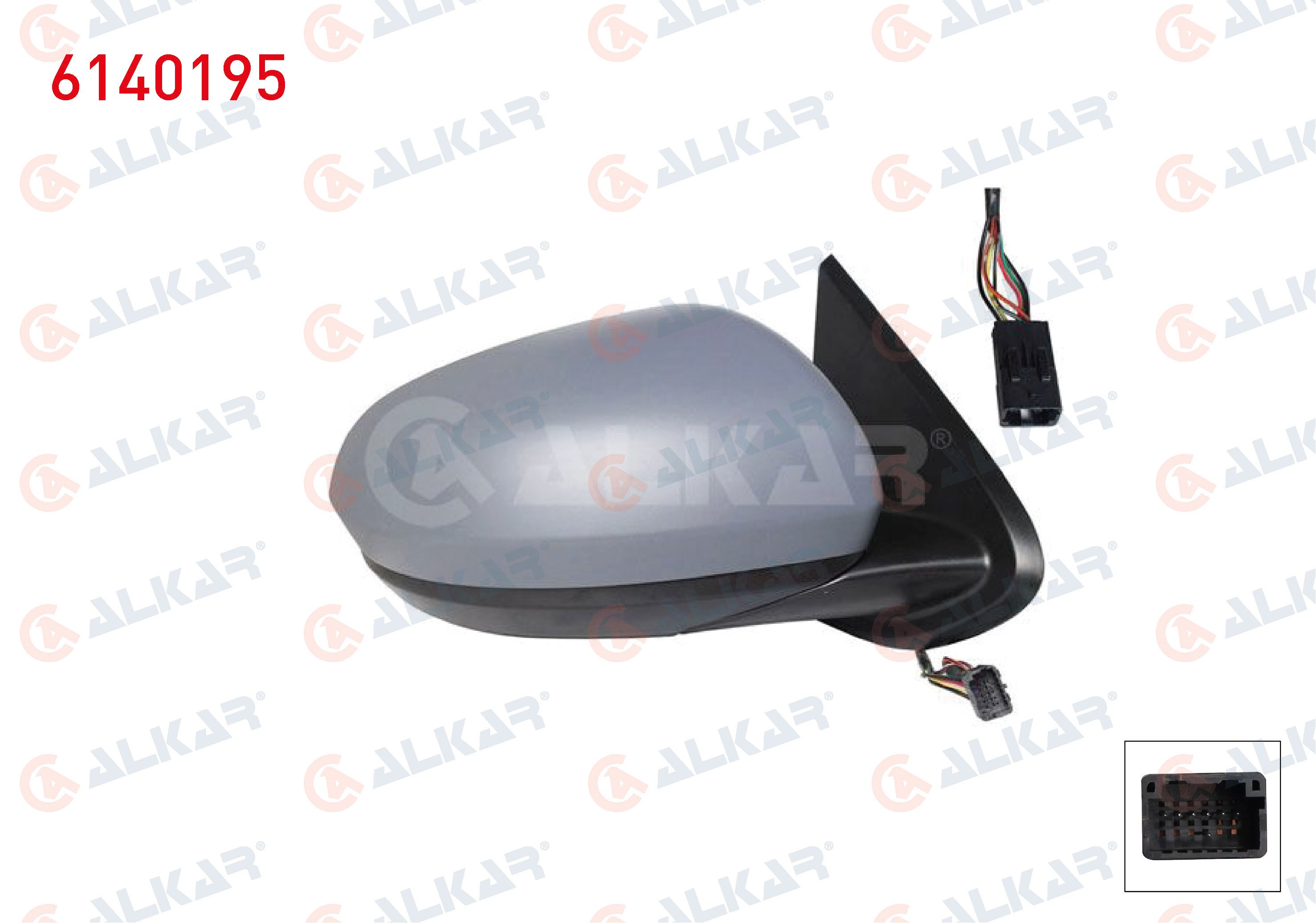 ALKAR 6140195 | Dış Dikiz Aynası Sağ Elektrikli Isıtmalı Astarlı Sensörlü 7 Pin Dacia Duster 2017 -