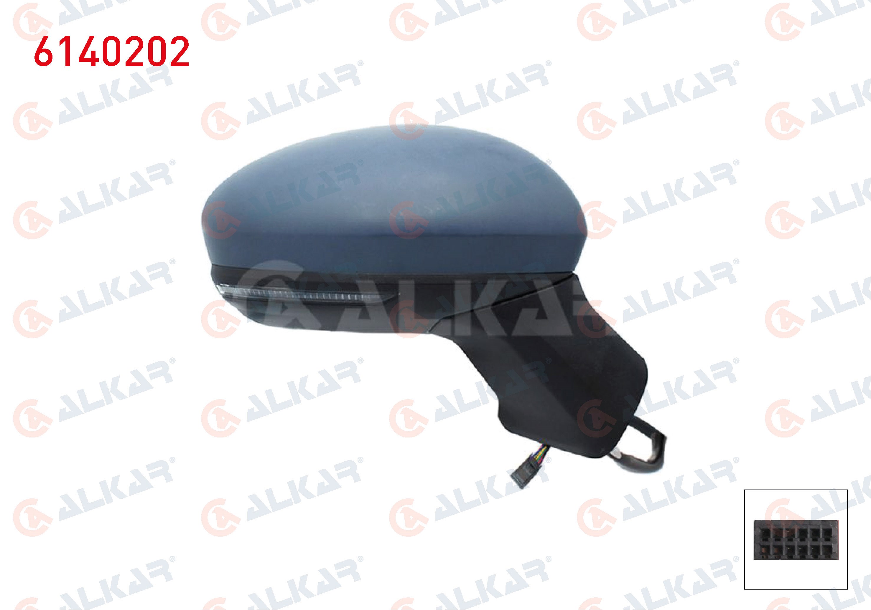 ALKAR 6140202 | Dış Dikiz Aynası Sağ Elektrikli Asferık Isıtmalı Astarlı Sinyalli Sensörlü Led 9 Pin Renault Captur II 2020 -