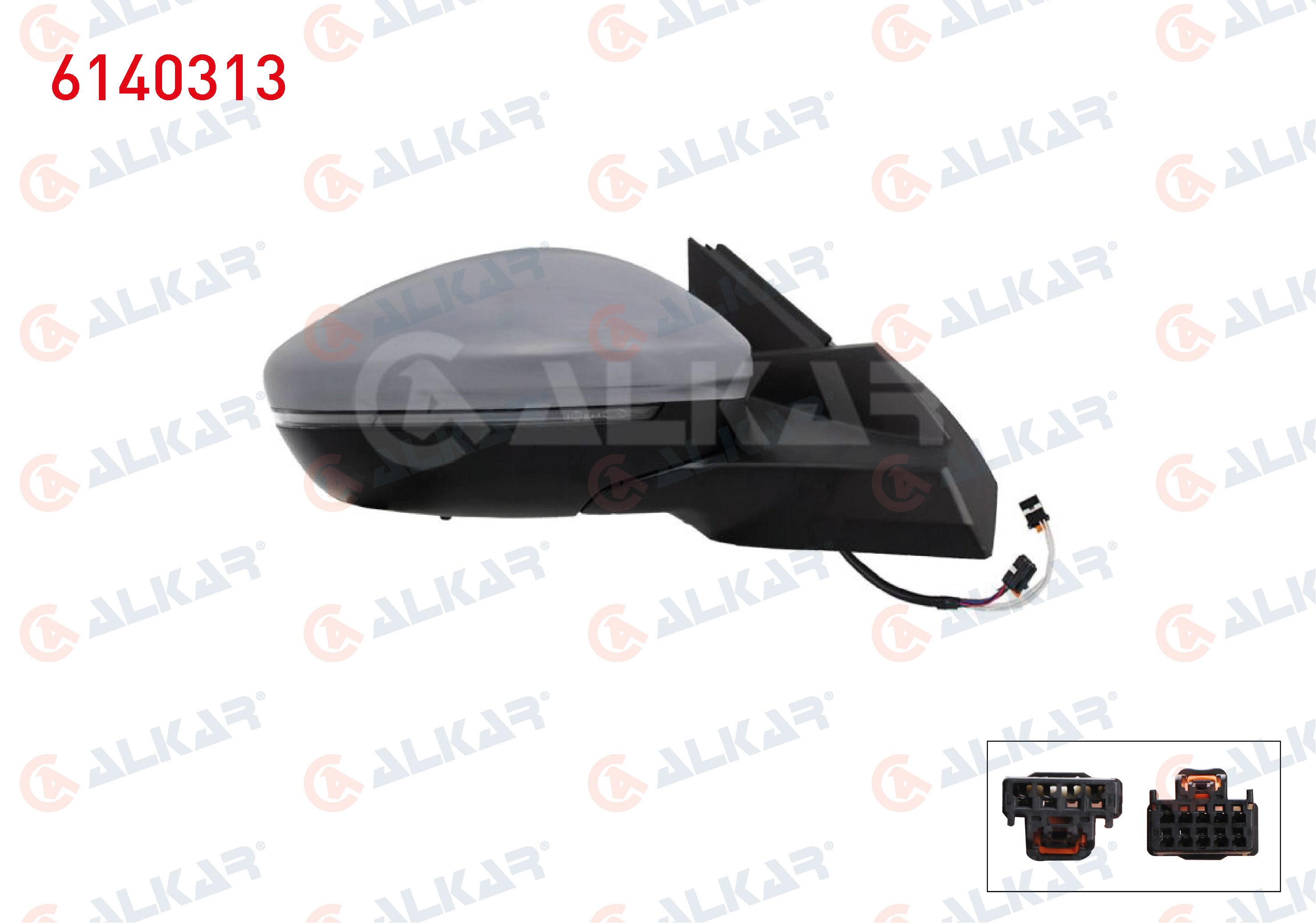 ALKAR 6140313 | Dış Dikiz Aynası Sağ Elektrikli Isıtmalı Astarlı Sinyalli Sensörlü Led 6 + 2 Pin Peugeot 2008 II (U_) 2019 -