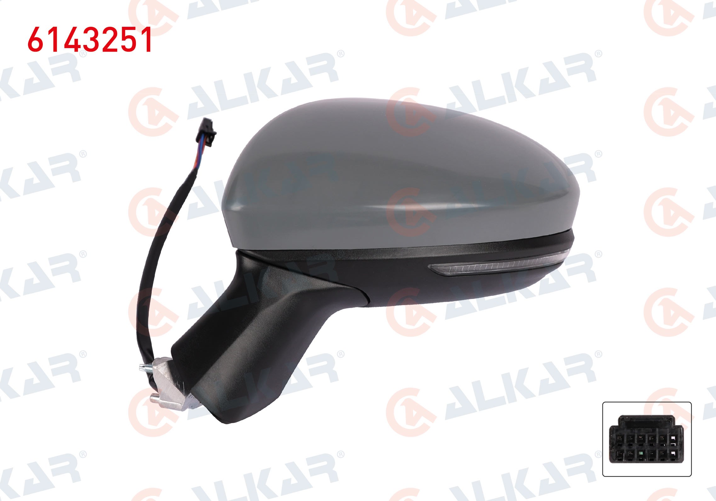 ALKAR 6143251 | Dış Dikiz Aynası Sol Elektrikli Asferık Isıtmalı Astarlı Otomatik Katlanır Sinyalli 9 Pin Renault Clio V 2019 -