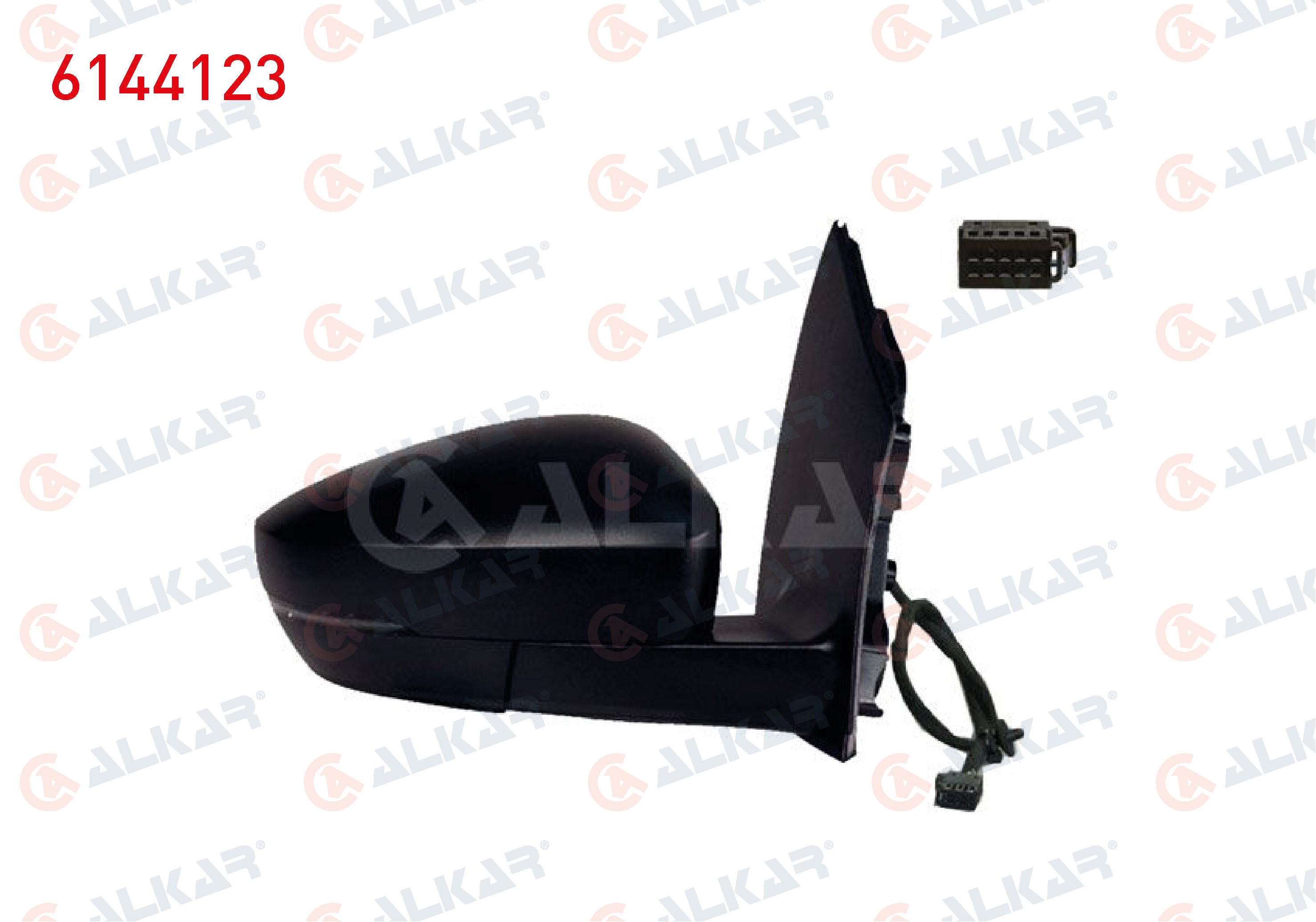 ALKAR 6144123 | Dış Dikiz Aynası Sağ Mekanik Sinyalli Dıkdortgen Soketlı 2 Pin Volkswagen Polo (6R1, 6C1) 2010 -