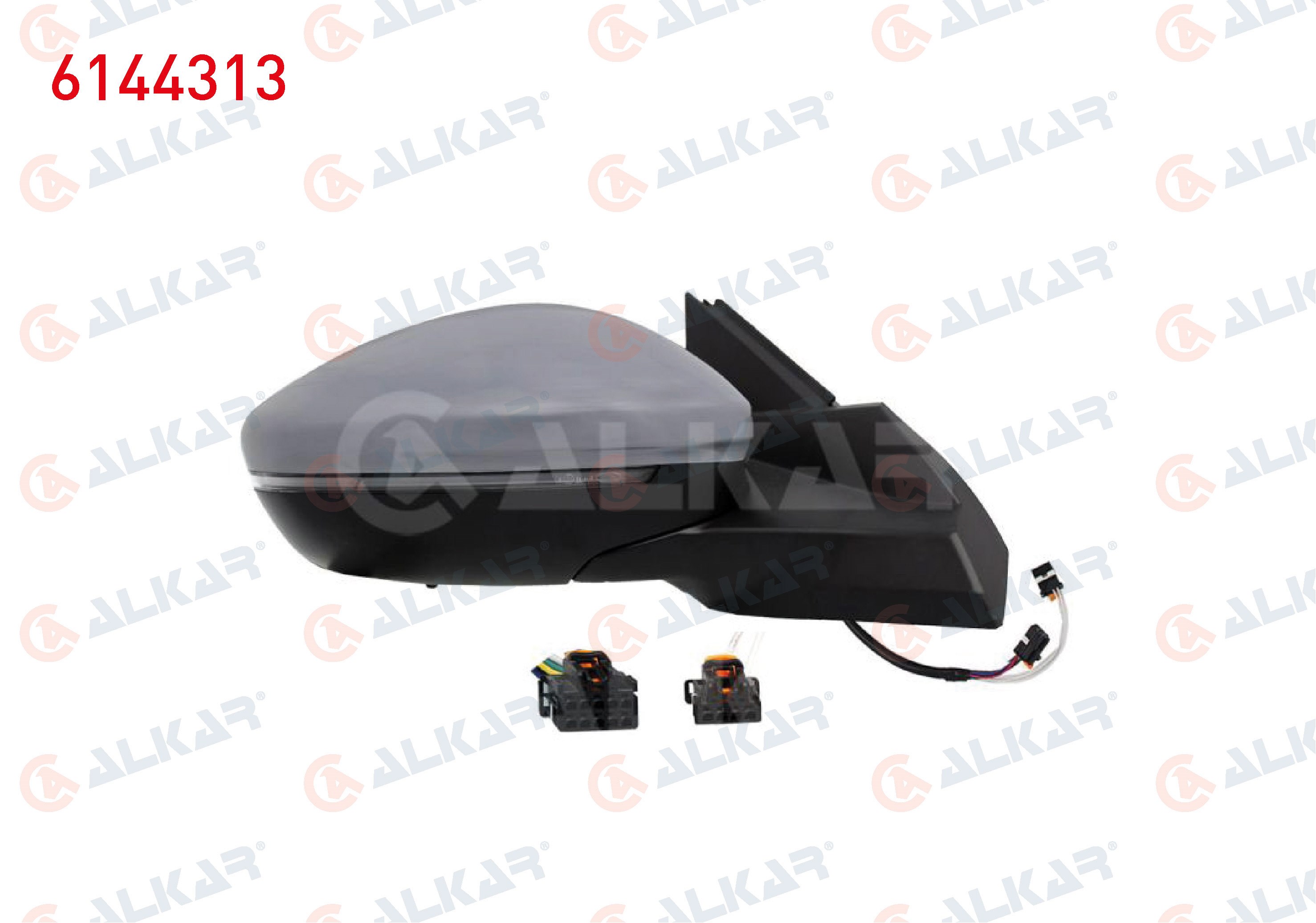 ALKAR 6144313 | Dış Dikiz Aynası Sağ Elektrikli Isıtmalı Astarlı Otomatik Katlanır Sinyalli Sensörlü Alt Aydınlatmalı Led 12 Pin Peugeot 2008 II (U_) 2019 -