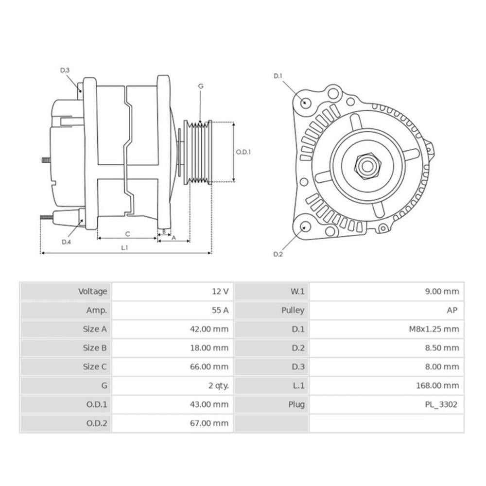 Alternatör GCM1 14V 23-55A