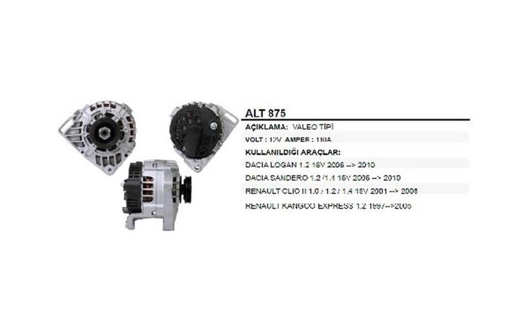 ALTERNATÖR RENAULT CLIO NISS Kubistar PEUGEOT 206