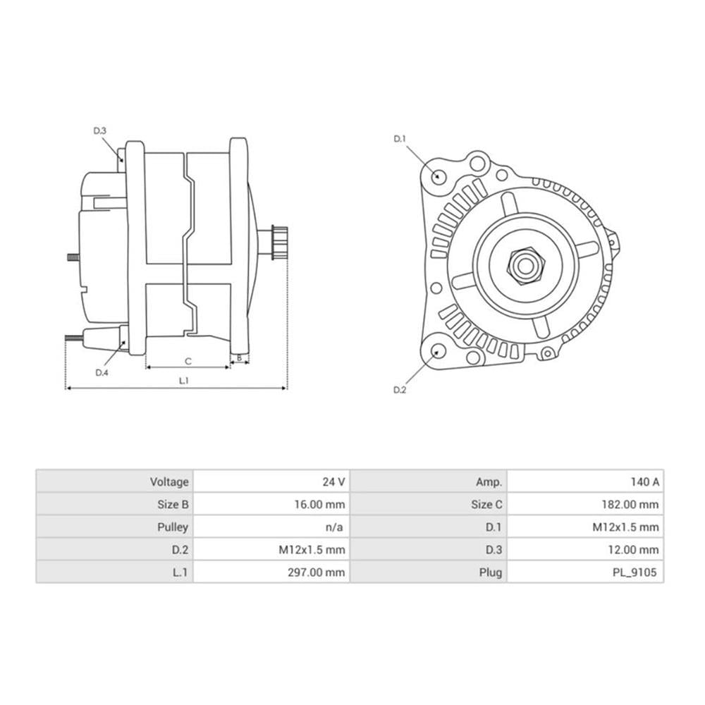 Alternatör VOLVO B 12 B 06.2001 - B 7 L 05.1999 -09.2006- B 10 M 01.1994 - 09.2001- B 12 B 01.2005 - B 10 M 01.1995 - 09.2001- 8700 Low Entry 08.2002 - B 10 M 05.1993 - 01.1997- 9700 10.2007 - B 12 M