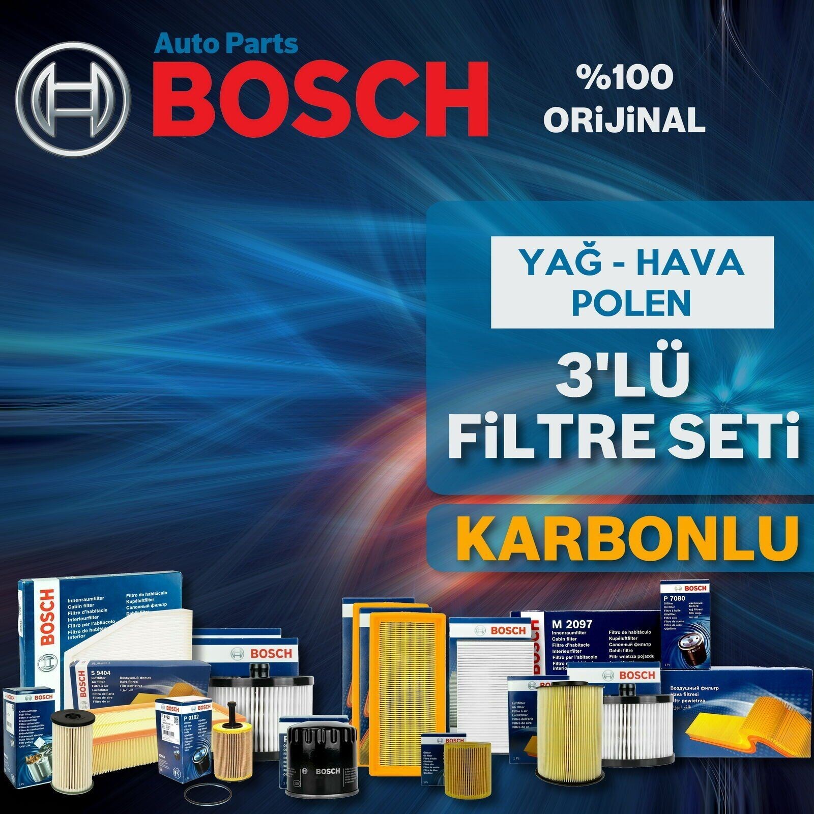 Bosch Ford Fiesta 1.6 Benzin Filtre Bakım Seti 2002-2008 3KP