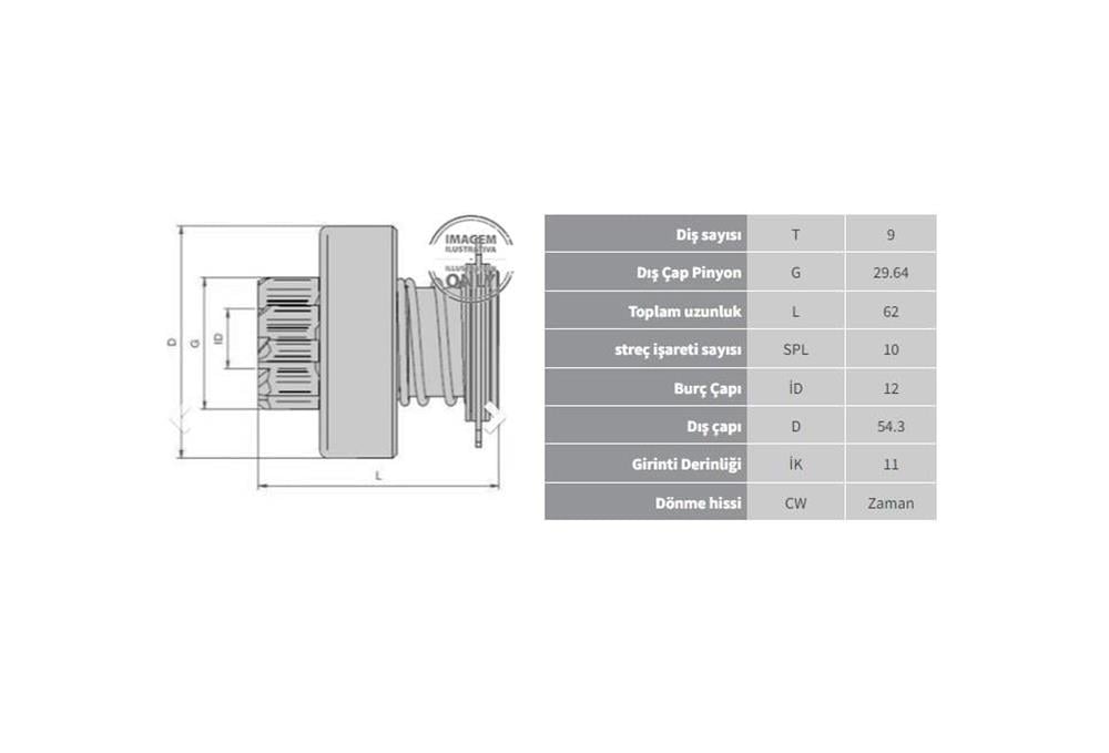DİŞLİ 9 DİŞ BMW / LANCIA / OPEL