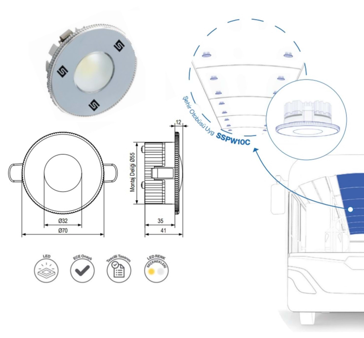 MARIN SPOT LAMBA 12V-24V 10 LEDLİ 5W (BEYAZ)