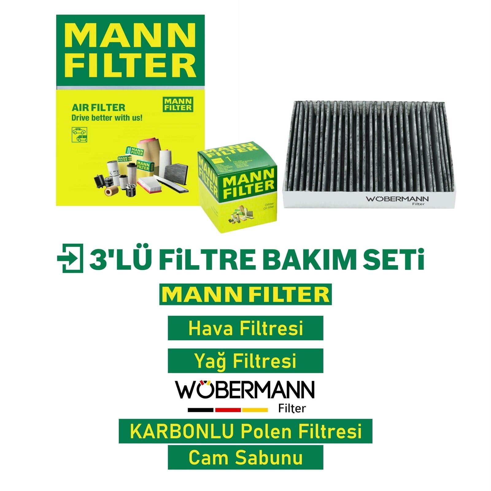 Wöbermann+Mann Seat Altea 1.6 Benzin Filtre Bakım Seti 2004-2010 3KP BGU-BSE-BSF-CCS-CHG