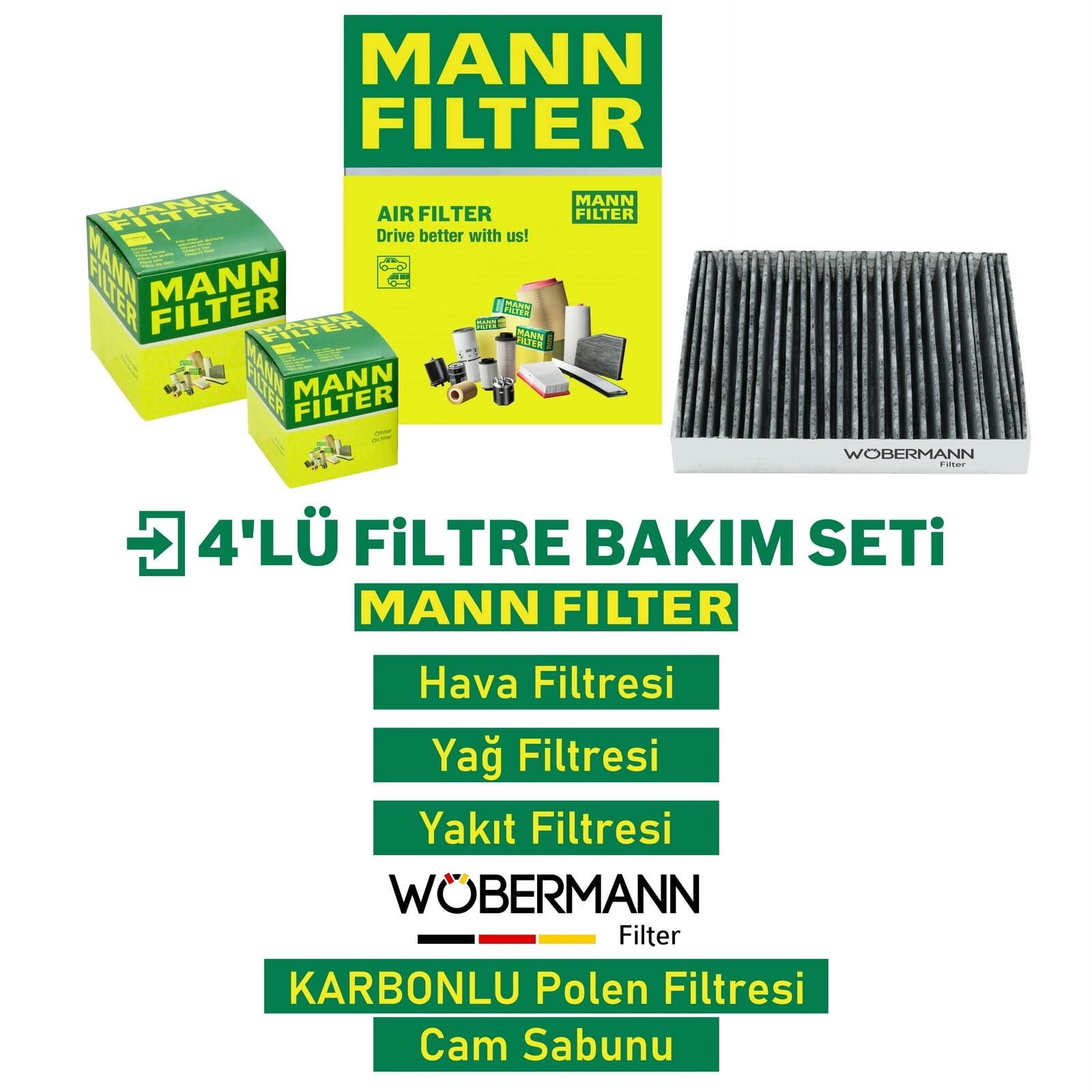 Wöbermann+Mann VW Jetta 1.4 Tsi Filtre Bakım Seti 2015-2018 4KP CZC-CZD