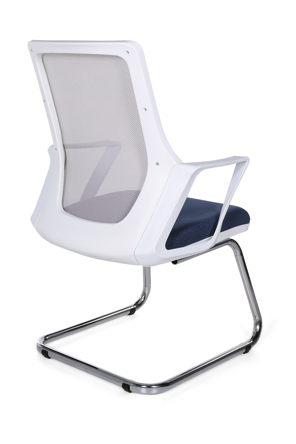 Ofisbazaar Alf Beyaz Fileli Misafir Koltuğu | Ergonomik Toplantı ve Bekleme Koltuğu Mavi/Gri