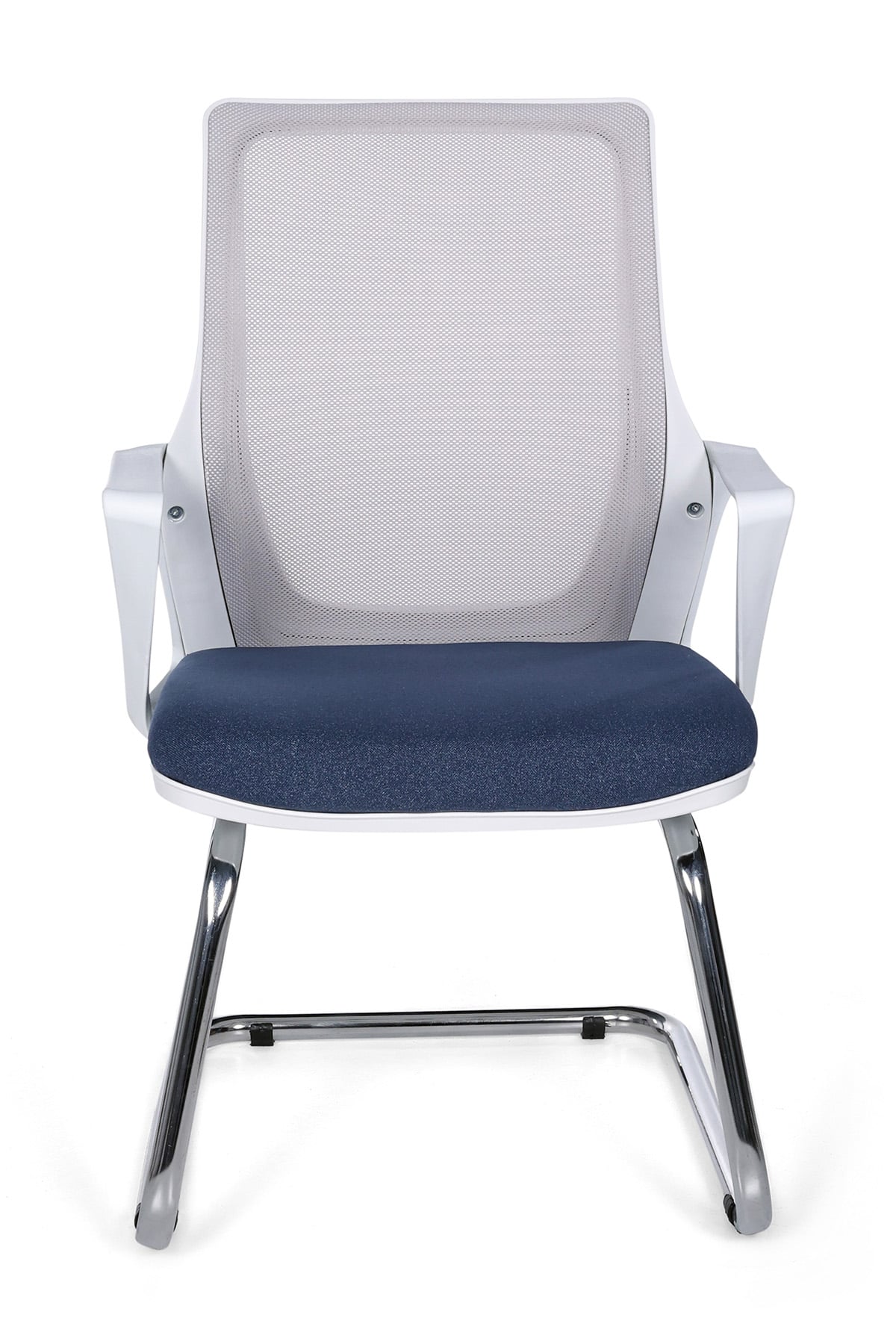 Ofisbazaar Alf Beyaz Fileli Misafir Koltuğu | Ergonomik Toplantı ve Bekleme Koltuğu Mavi/Gri