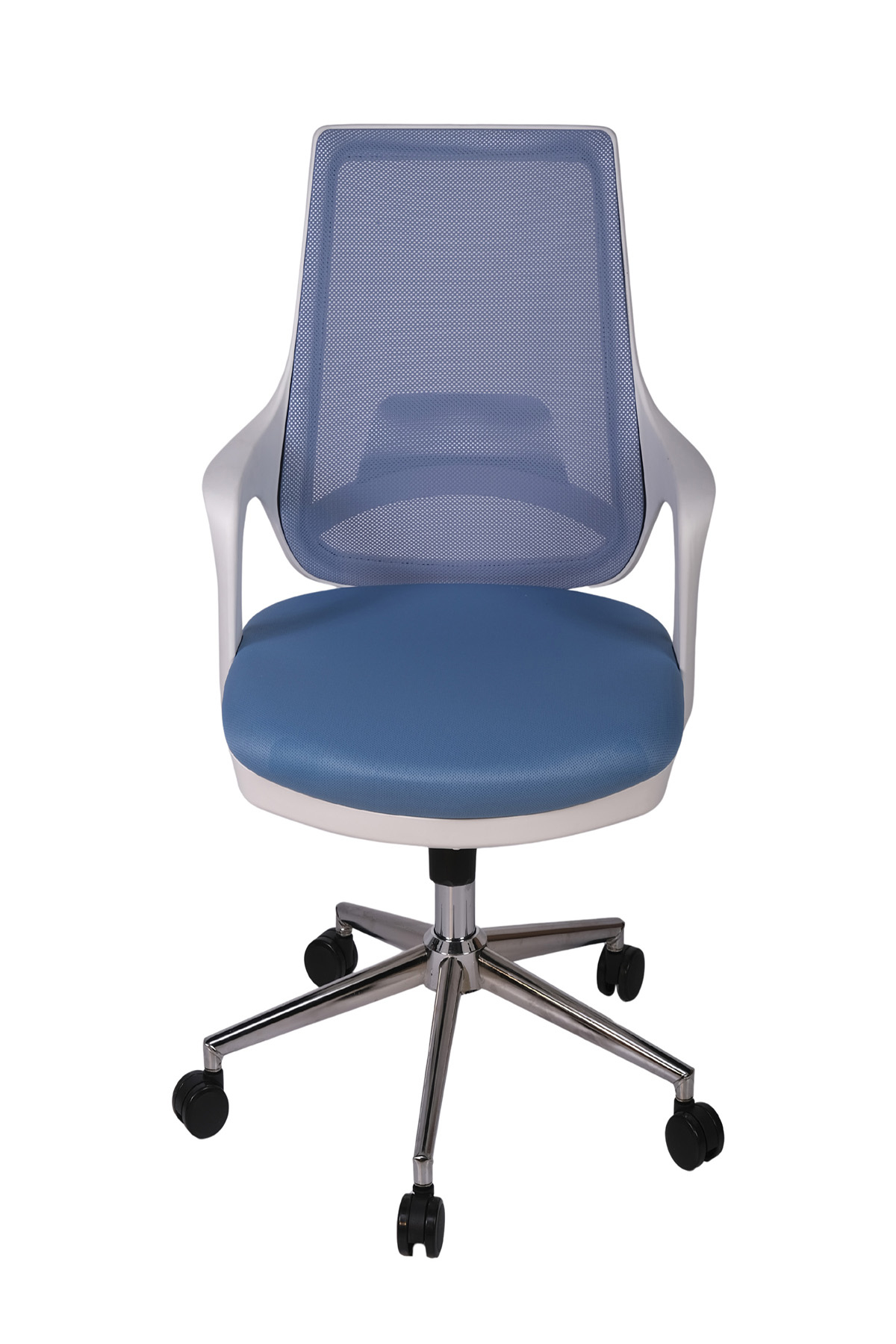Ofisbazaar Buya Beyaz Fileli Çalışma Koltuğu | Ergonomik Şef ve Toplantı Koltuğu Açık Mavi