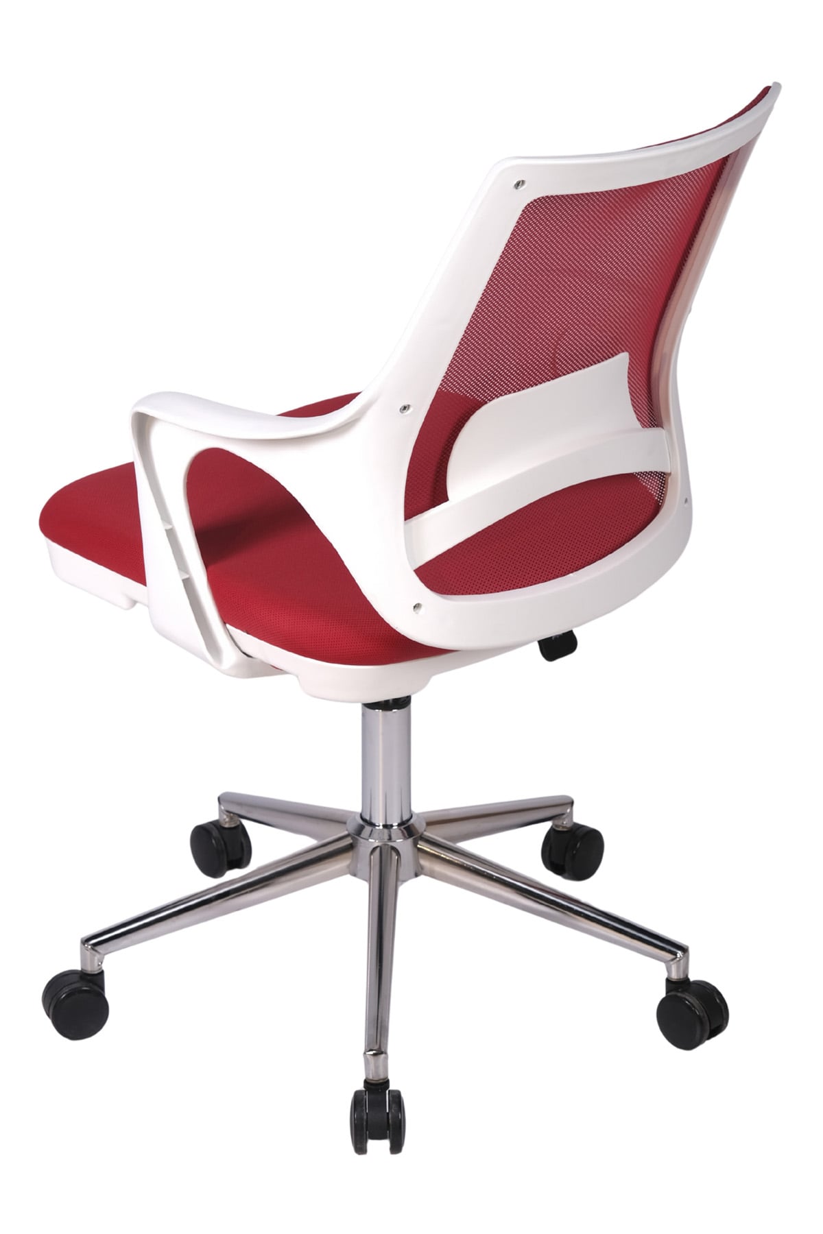 Ofisbazaar Buya Beyaz Fileli Çalışma Koltuğu | Ergonomik Şef ve Toplantı Koltuğu Kırmızı