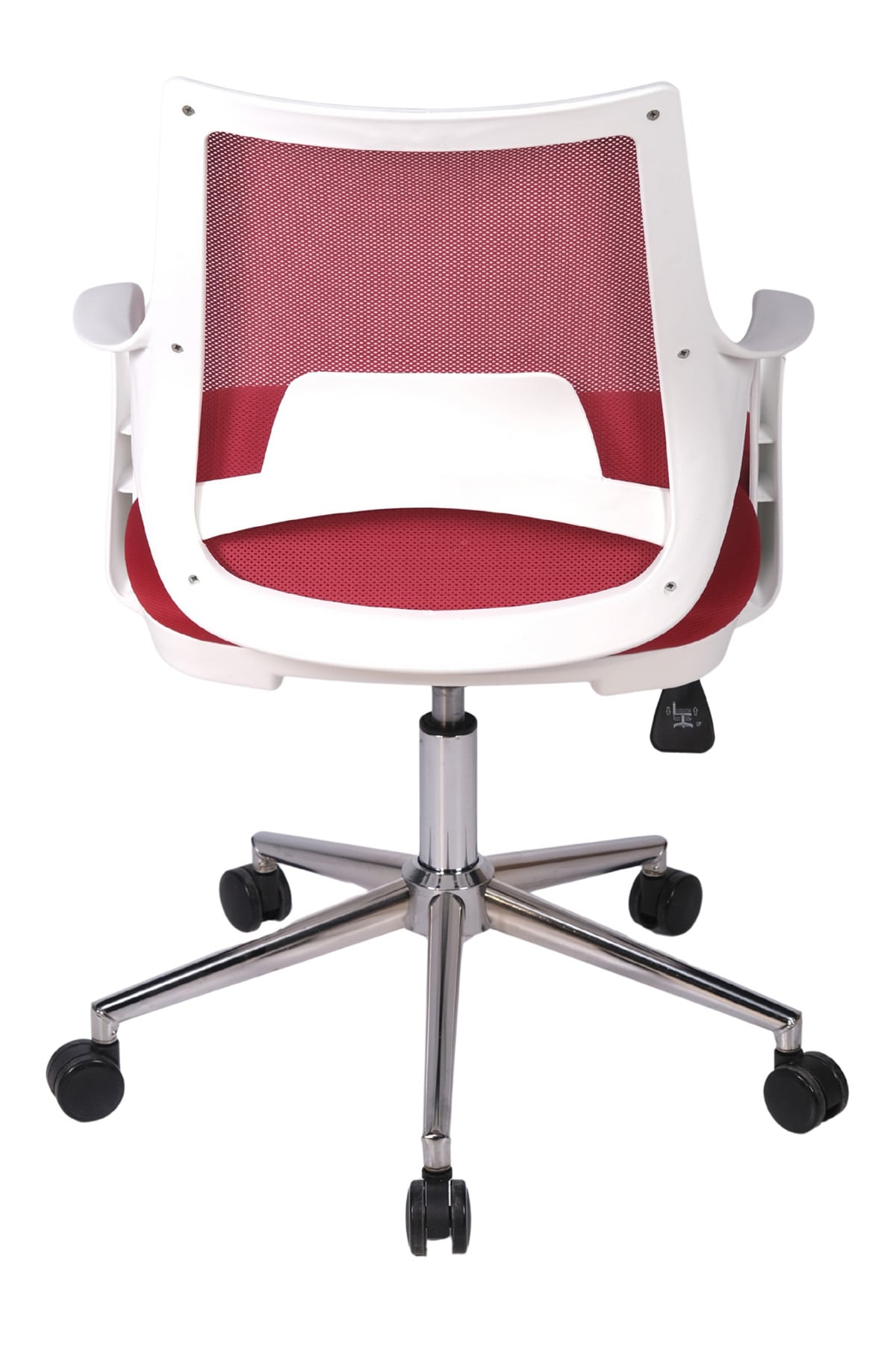 Ofisbazaar Buya Beyaz Fileli Çalışma Koltuğu | Ergonomik Şef ve Toplantı Koltuğu Kırmızı