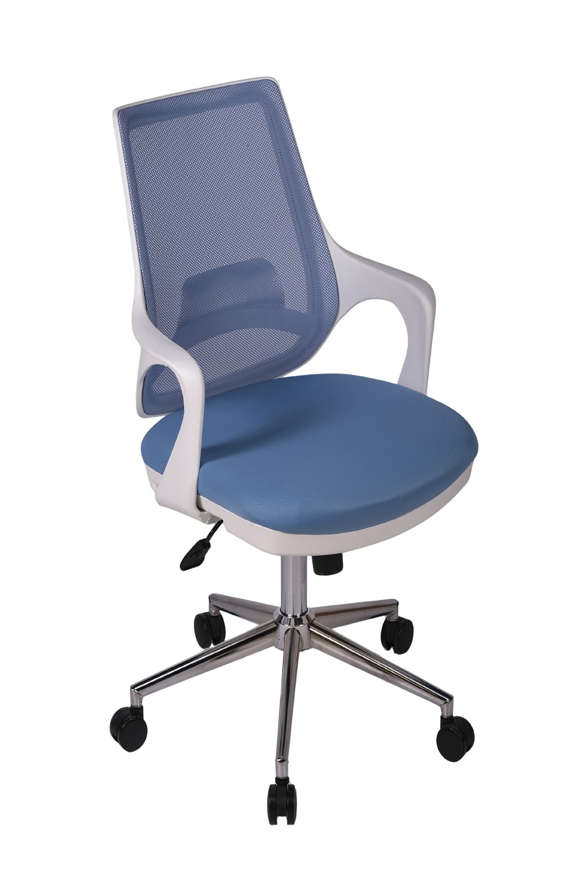 Ofisbazaar Buya Beyaz Fileli Çalışma Koltuğu | Ergonomik Şef ve Toplantı Koltuğu Açık Mavi