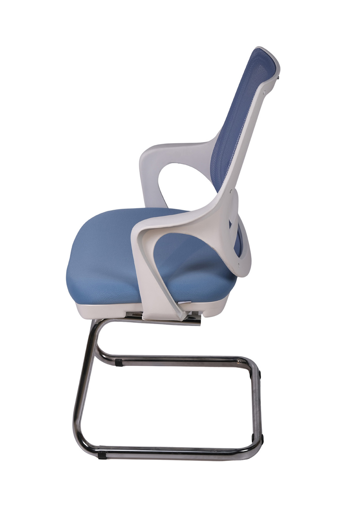 Ofisbazaar Buya Beyaz Fileli Misafir Koltuğu | Ergonomik Toplantı ve Bekleme Koltuğu Açık Mavi