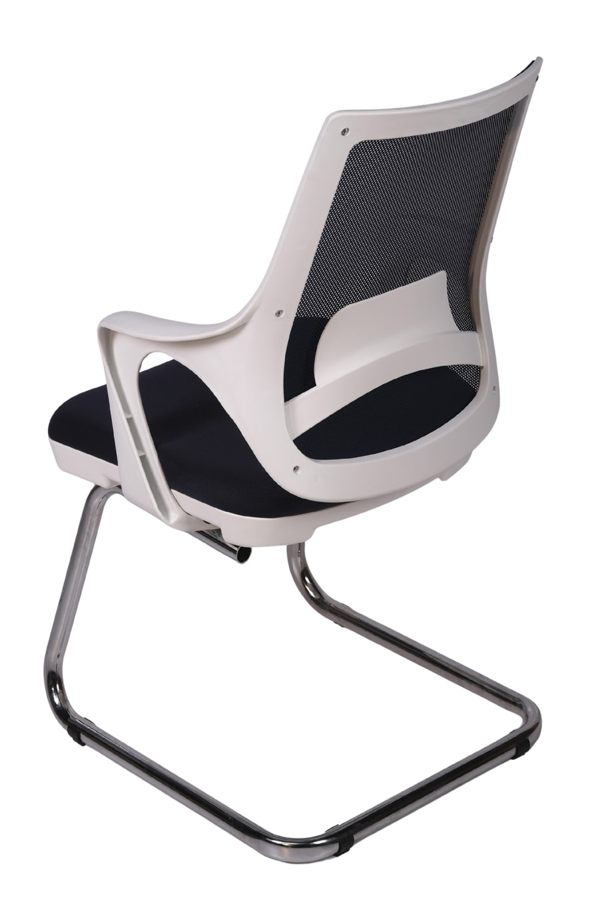 Ofisbazaar Buya Beyaz Fileli Misafir Koltuğu | Ergonomik Toplantı ve Bekleme Koltuğu Siyah Fileli