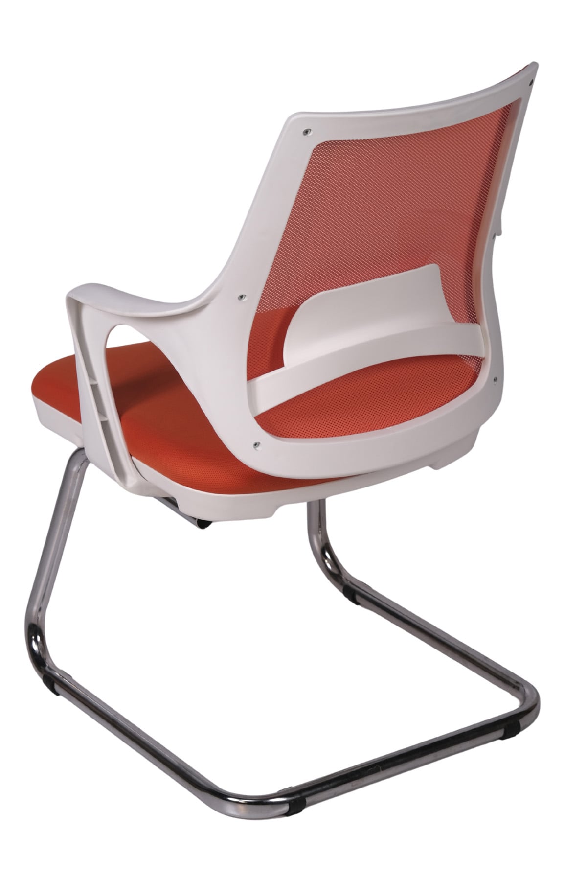 Ofisbazaar Buya Beyaz Fileli Misafir Koltuğu | Ergonomik Toplantı ve Bekleme Koltuğu Turuncu