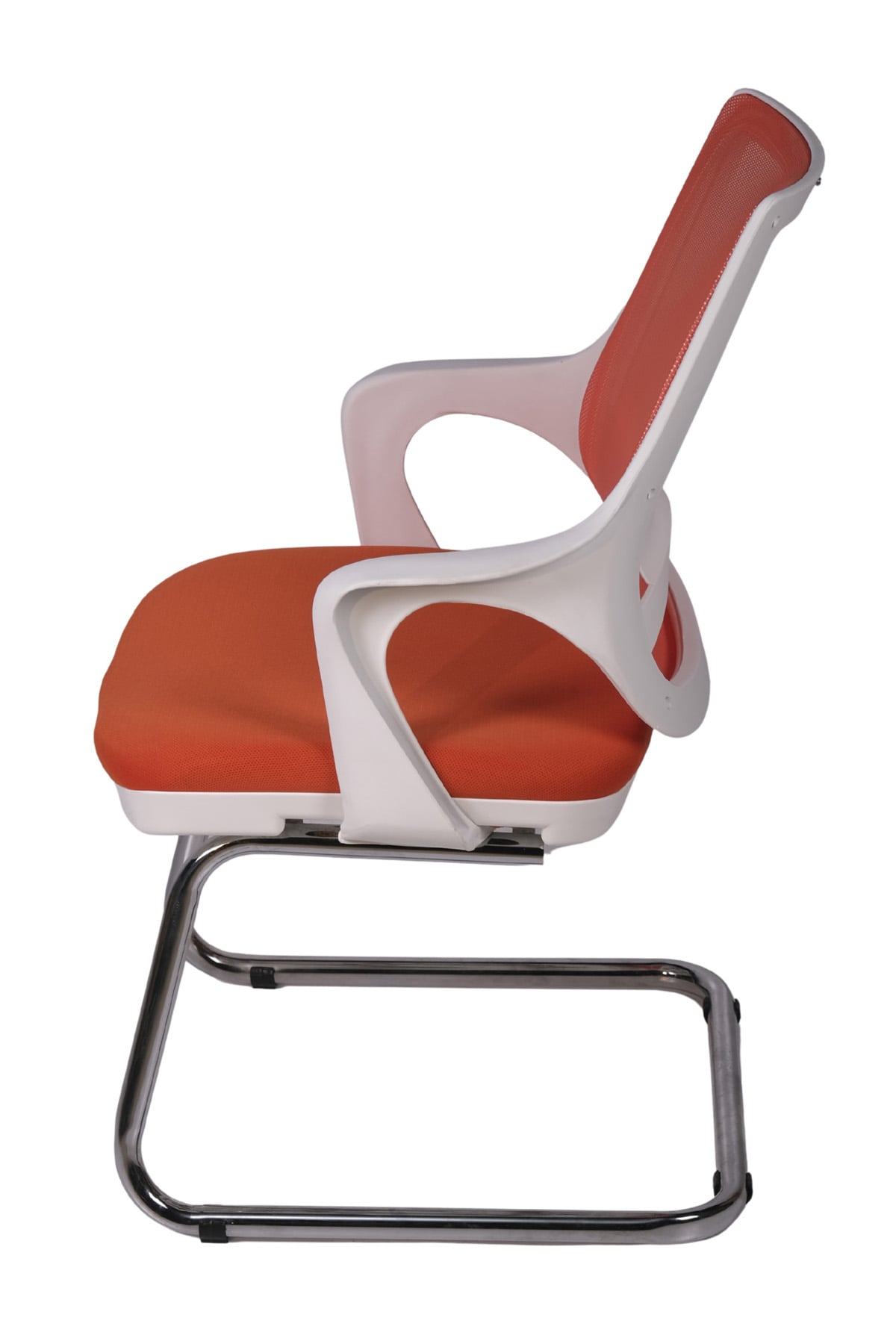 Ofisbazaar Buya Beyaz Fileli Misafir Koltuğu | Ergonomik Toplantı ve Bekleme Koltuğu Turuncu
