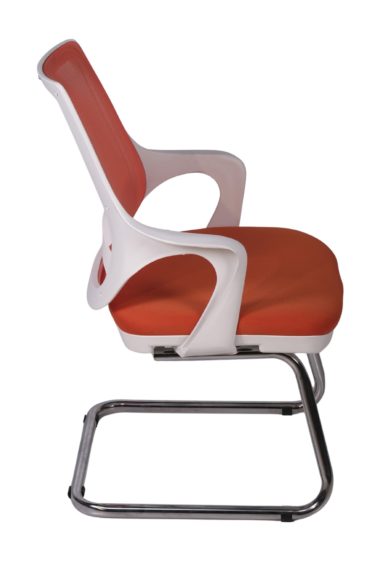 Ofisbazaar Buya Beyaz Fileli Misafir Koltuğu | Ergonomik Toplantı ve Bekleme Koltuğu Turuncu