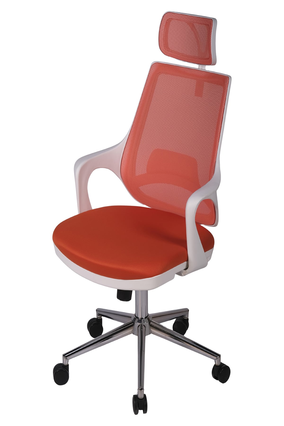 Ofisbazaar Buya Beyaz Fileli Ofis Koltuğu | Ergonomik ve Modern Tasarım Turuncu