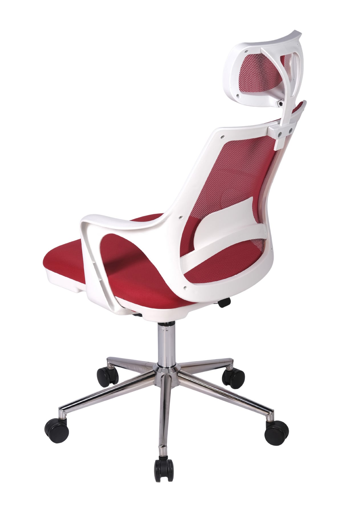 Ofisbazaar Buya Beyaz Fileli Ofis Koltuğu | Ergonomik ve Modern Tasarım Kırmızı